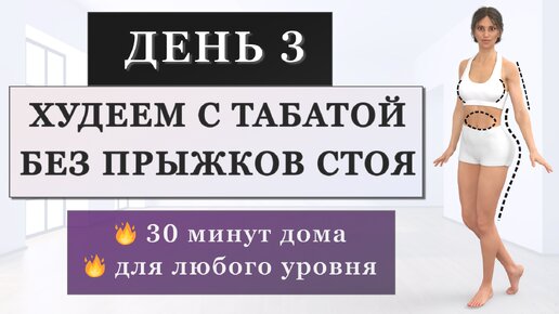 ДЕНЬ 3: Худеем дома и убираем дряблость тела – жиросжигающая табата стоя (Программа для начинающих на 7 дней)