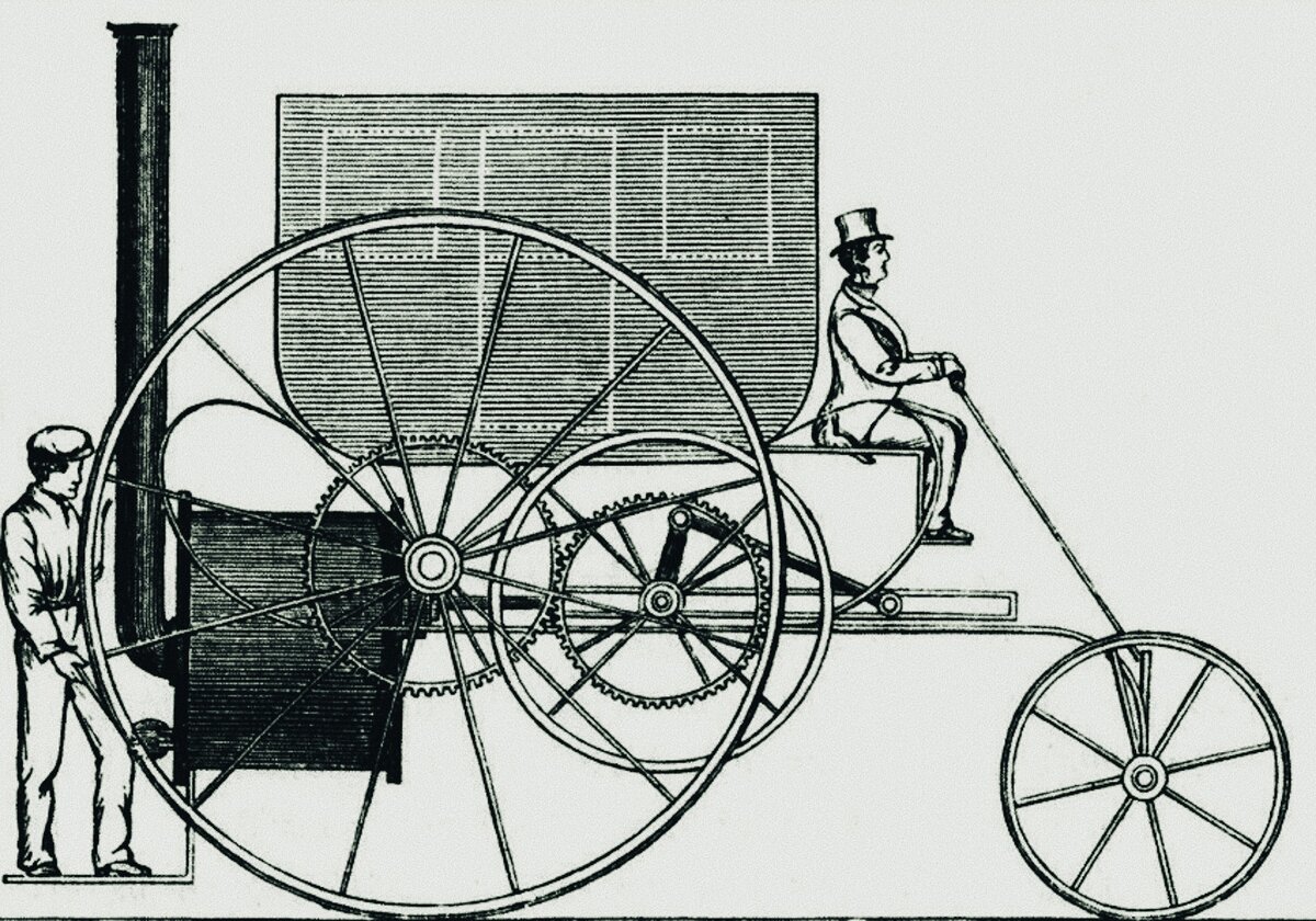 Паровая карета, построенная  Р. Тревитиком в 1803 году.