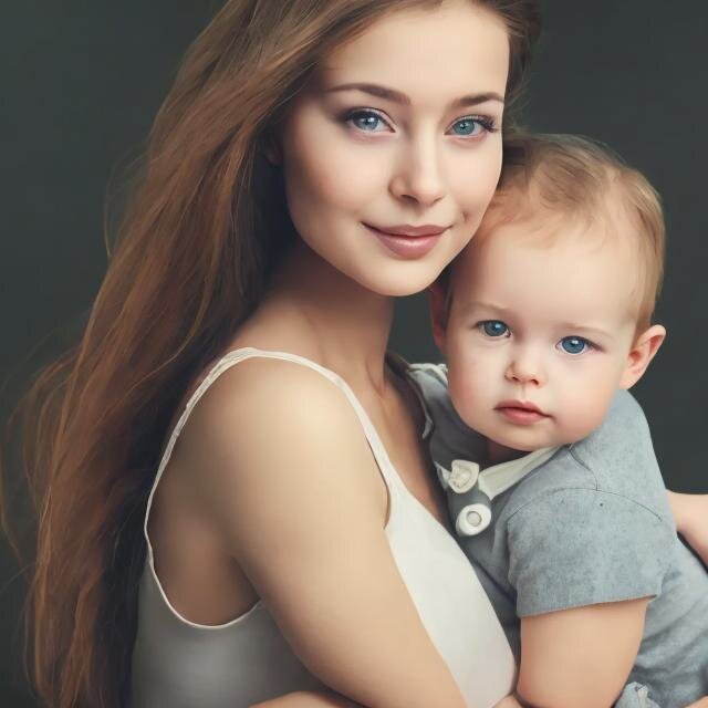 счастливая мама с ребенком