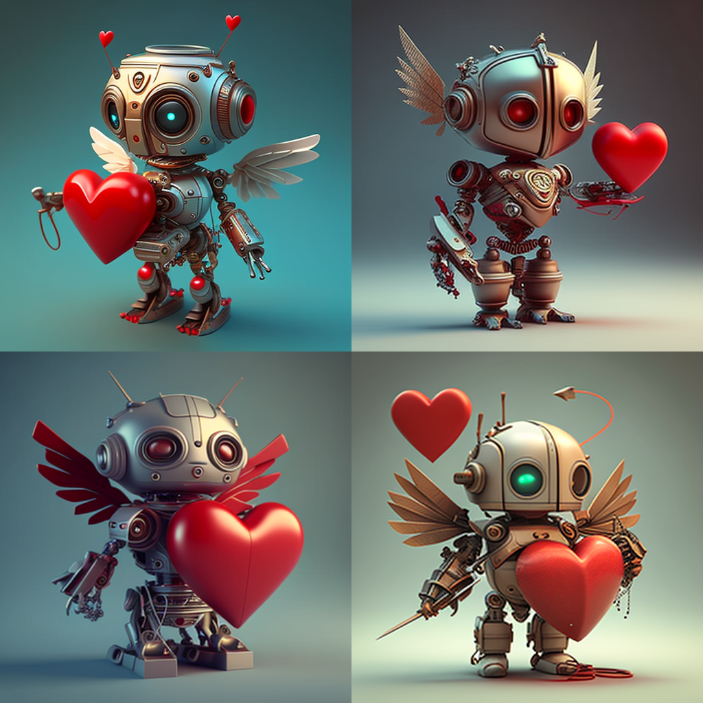 Так ИИ представляет робота-купидона.