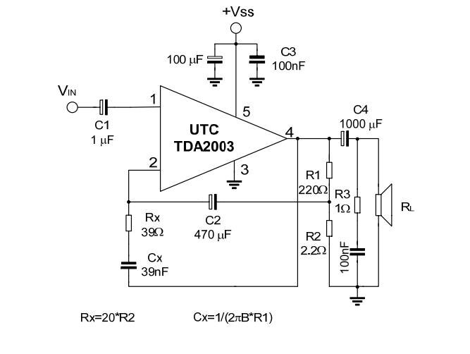 UTC2003 audio amplifier circuit diagram Tda2003 IC amplifier UTC2003 IC amplifie