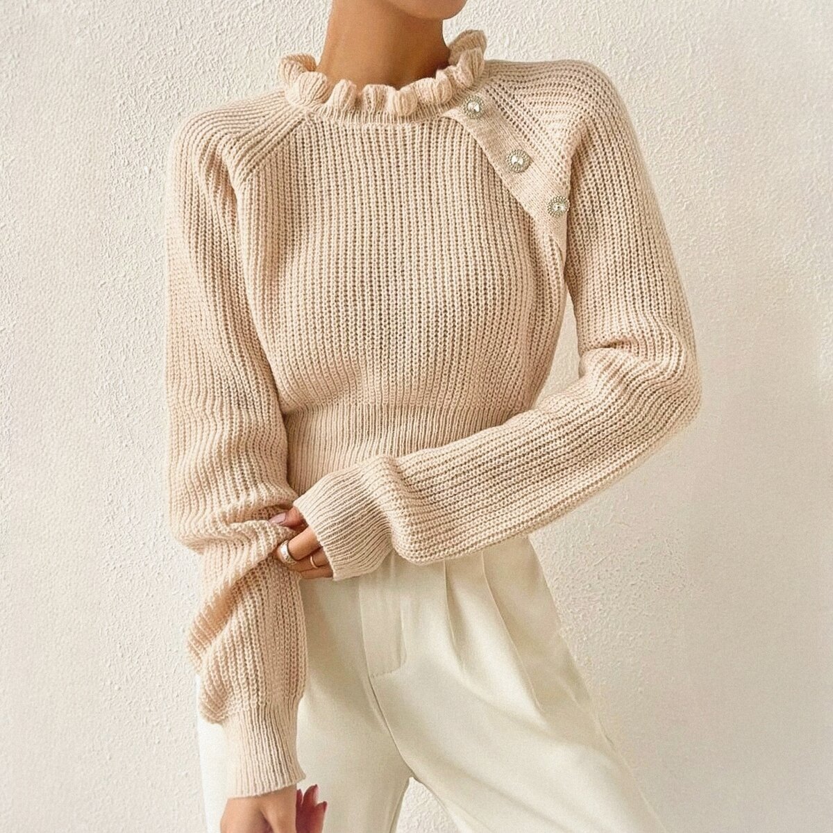 Укороченный джемпер с пуговицами