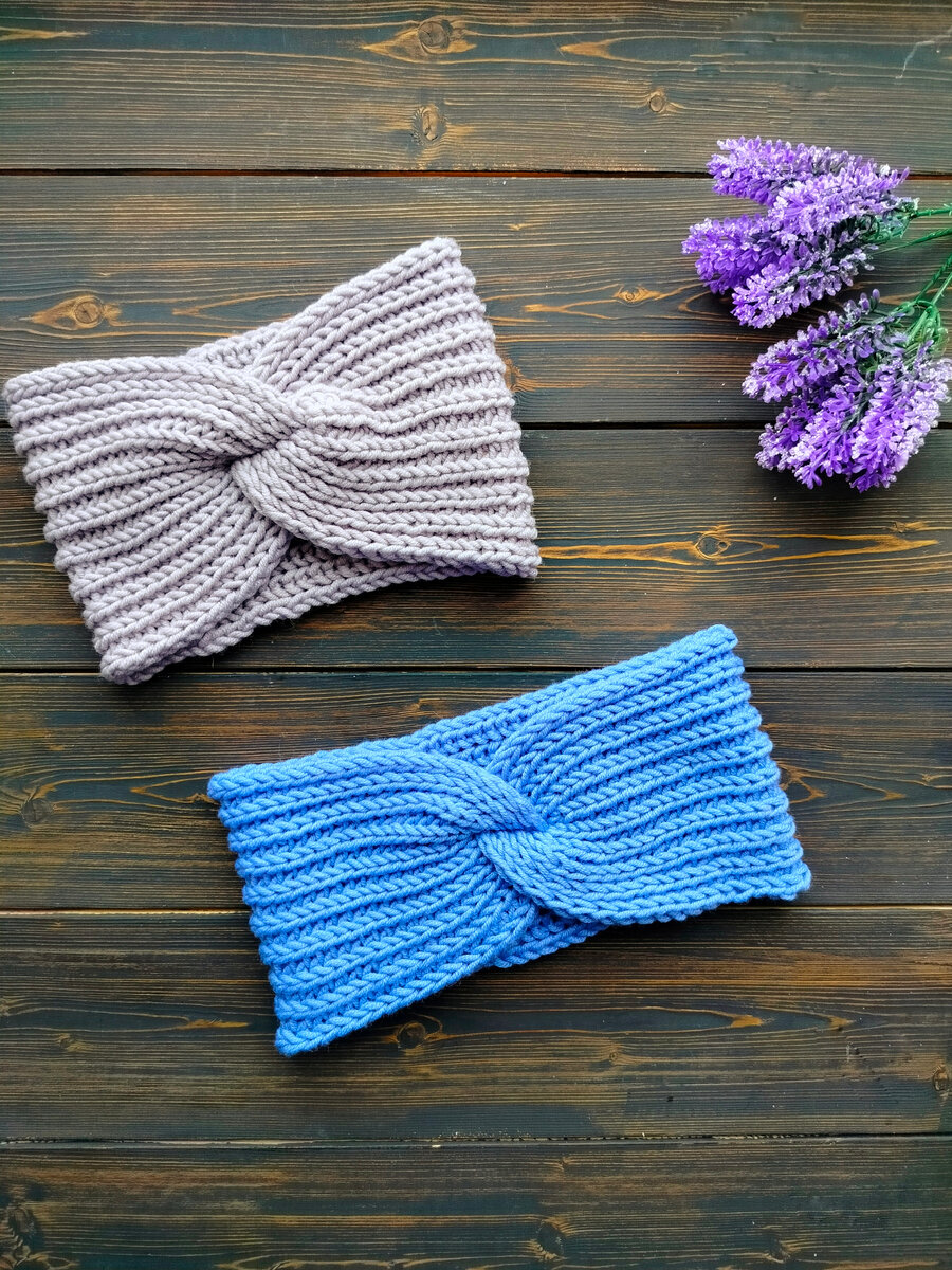 Вязаная  повязка полупатентной резинкой