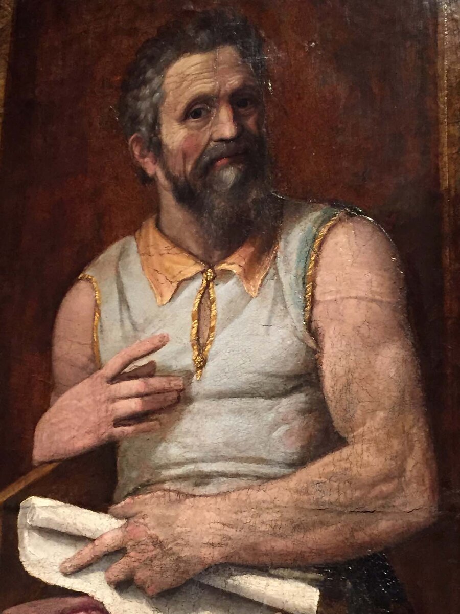 Микела́нджело Буонарро́ти - итальянский скульптор, художник, архитектор. Один из крупнейших мастеров эпохи Возрождения. Наиболее известные скульптуры мастера:  «Давид», «Бахус», «Пьета». Автор фрески потолка Сикстинской капеллы. В качестве архитектора спроектировал:  купола собора Святого Петра, лестницы библиотеки Лауренциана, площадь Кампидольо.