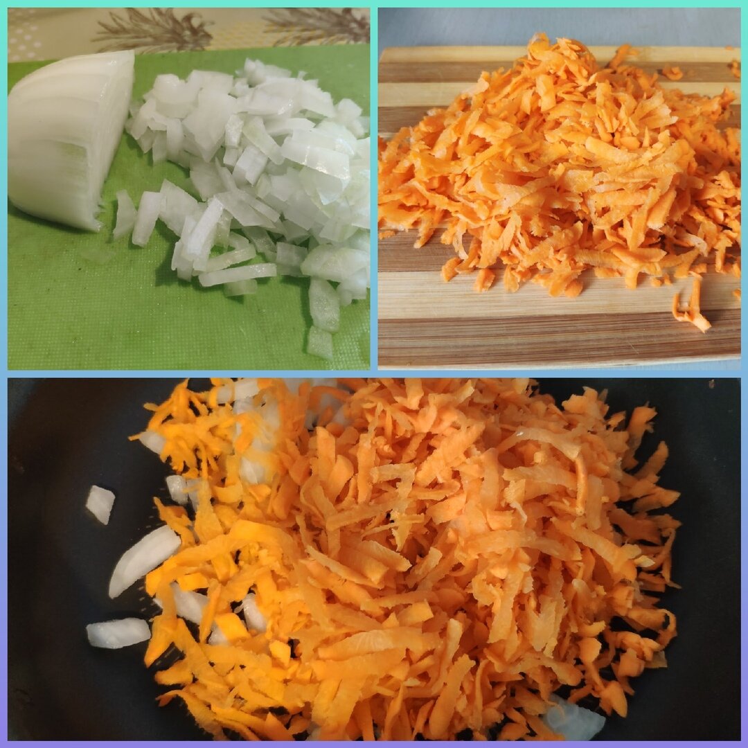 Жарим лук, морковь