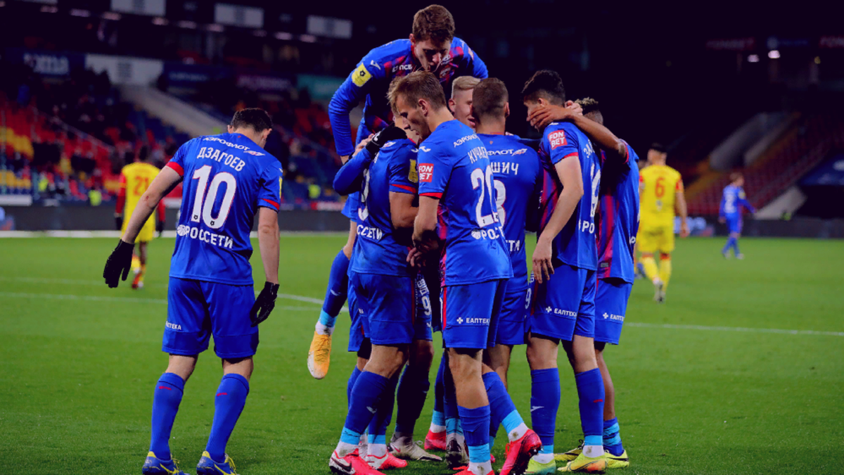 ЦСКА празднует забитый гол