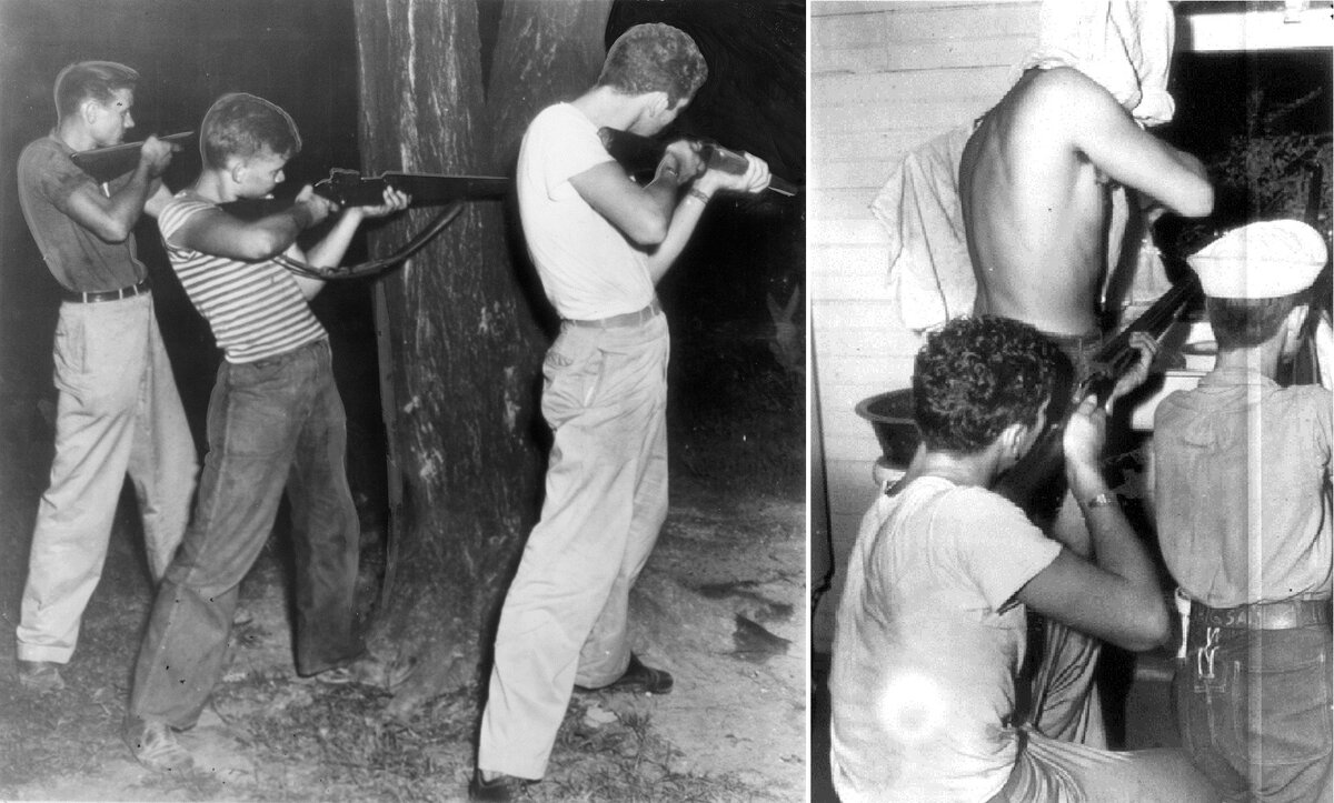 Ветераны ведут огонь по тюрьме. Судя по всему, снимки сделаны одним из корреспондентов газеты «Daily Post- Athenian». Кстати, во время боя один из журналистов местной радиостанции WLAR вел репортаж в прямом эфире о его ходе.