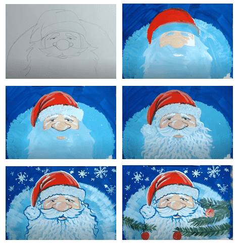 Как нарисовать лицо Деда Мороза