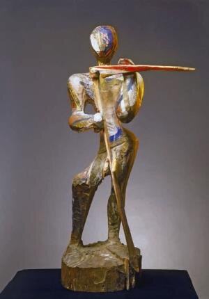 Леонид Колибаба «Косарь», 1977. Дерево, резьба, роспись.103×54×33 © Из фонда Музея искусства Санкт-Петербурга XX-XXI веков