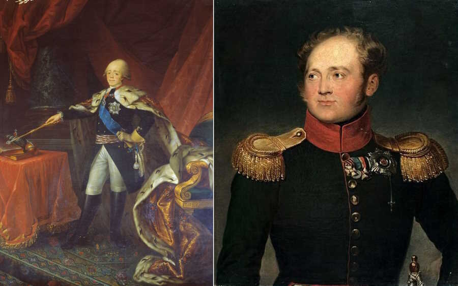 Павел I - слева, Александр I -справа.