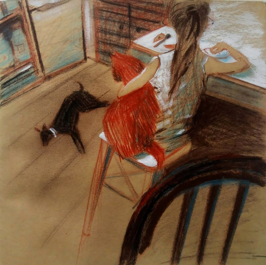 Утром в садик. Карандаш. Татьяна Сальникова. Фото: личный архив художника.