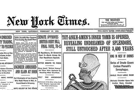 Страница из газеты "Нью-Йорк Таймс". Шумиха вокруг мумии Тутанхамона. 