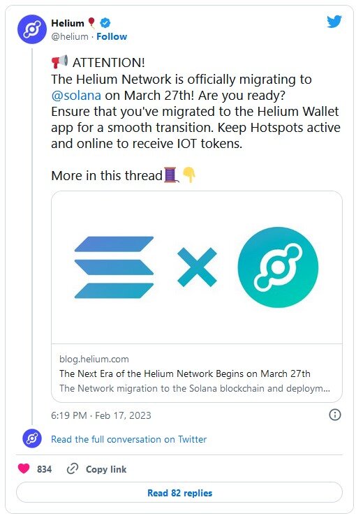 Это объявление было сделано через несколько месяцев после того, как  Helium объявила о переходе на блокчейн Solana. Поставщик  децентрализованных беспроводных сетей на основе блокчейна заявил, что в  прошлом году отказывался от своей сети. 
