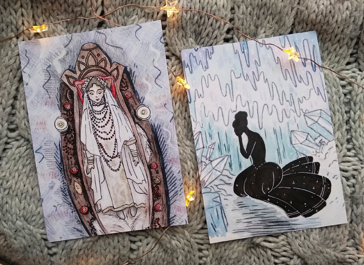 Открытки по моим иллюстрациям с этого челленджа.