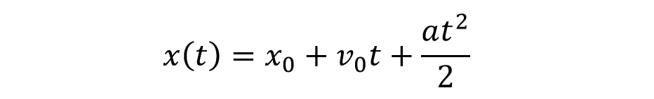 Здесь x(t) - зависимость координаты от времени, Xo - начальное положение тела, Vo - скорость в начальный момент времени, a - ускорение.