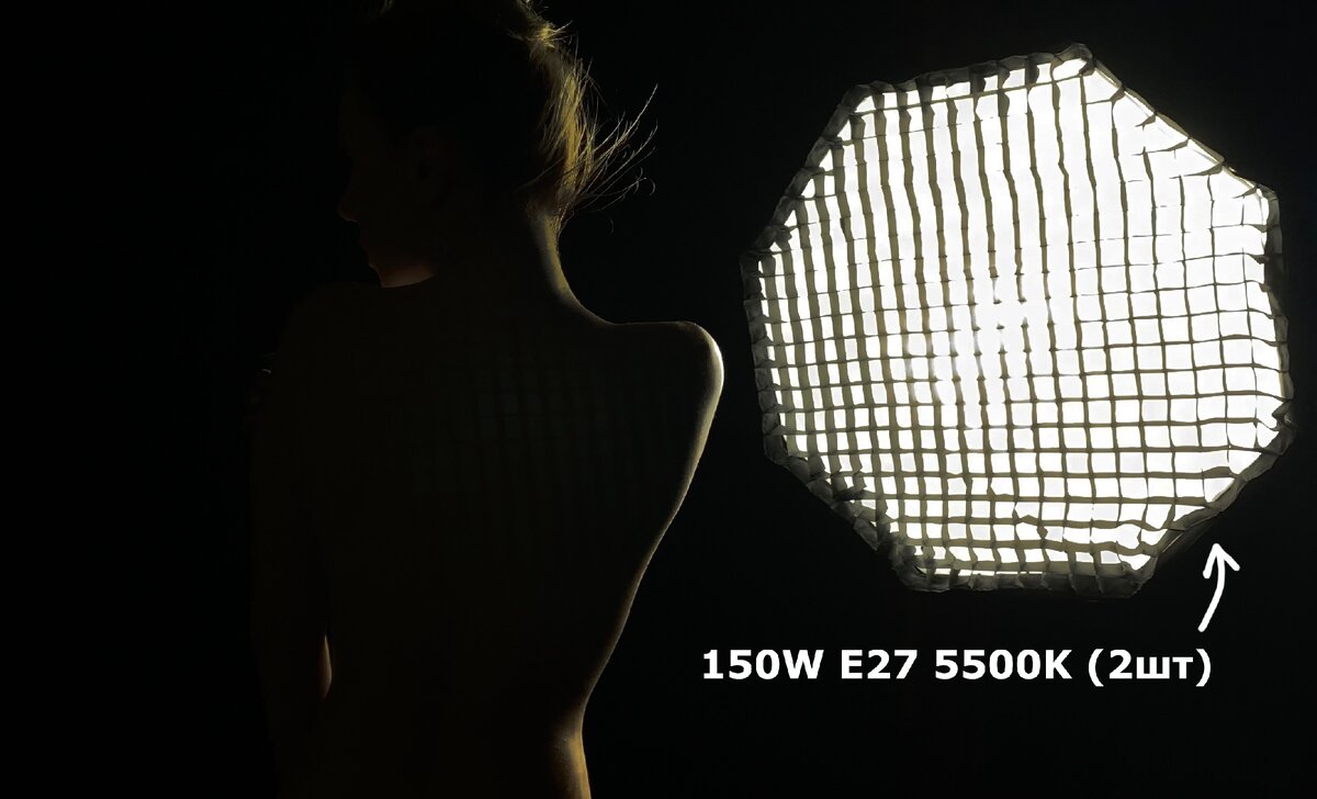 Стоп-кадр видео с телефона, для понимания как мы ставили свет и модель.