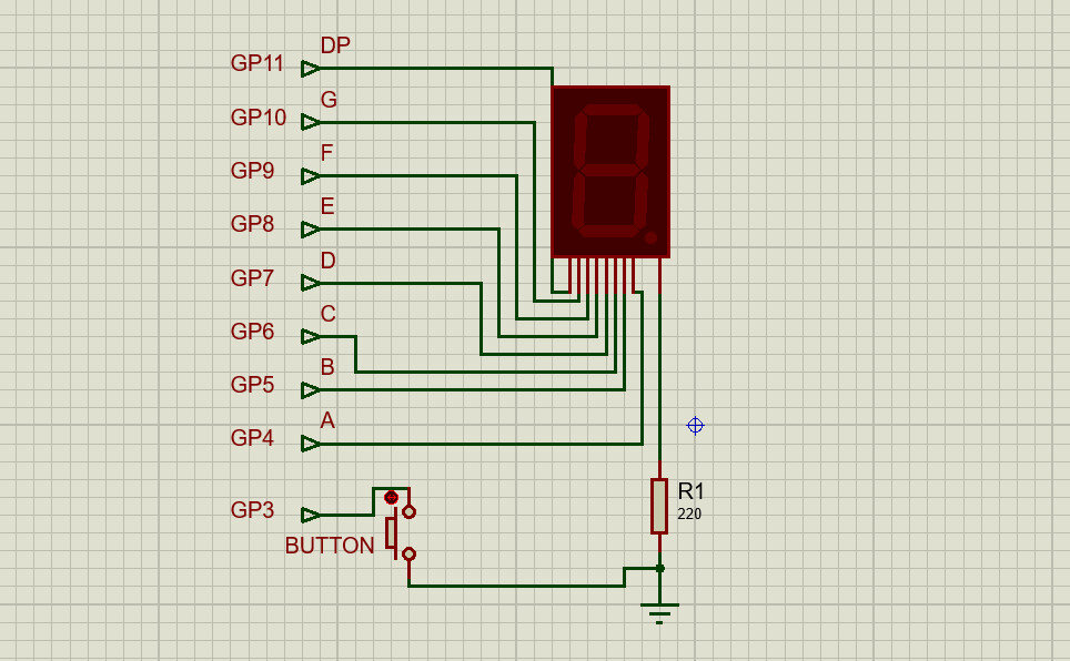 Схема подключения индикатора и кнопки