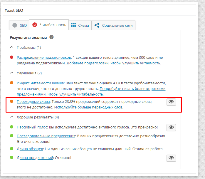 Вот так выглядят показатели на начало правок. 