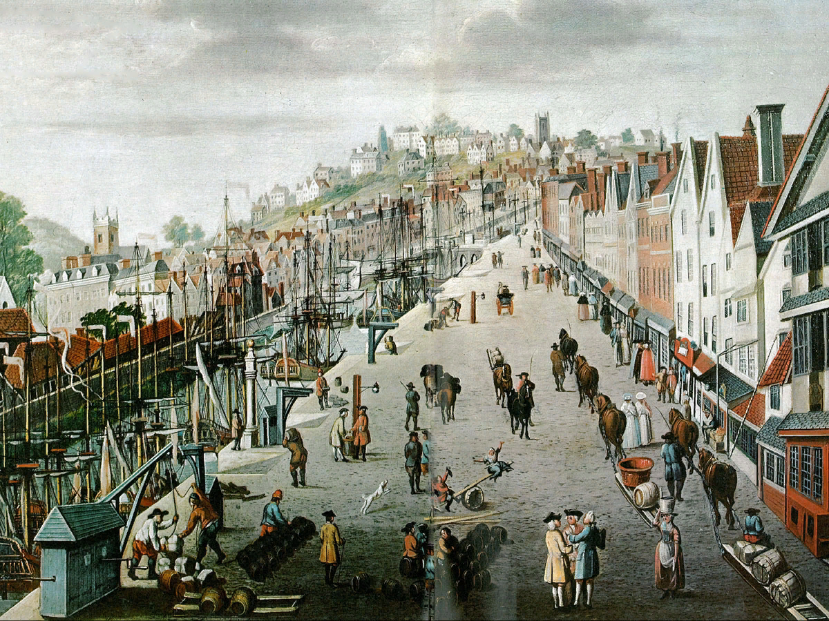Реалии нового времени. Бристоль порт 19 век. Торговля Англии в 17 веке. Порт кантон Китай 19 век. Торговля в Англии 16 век.
