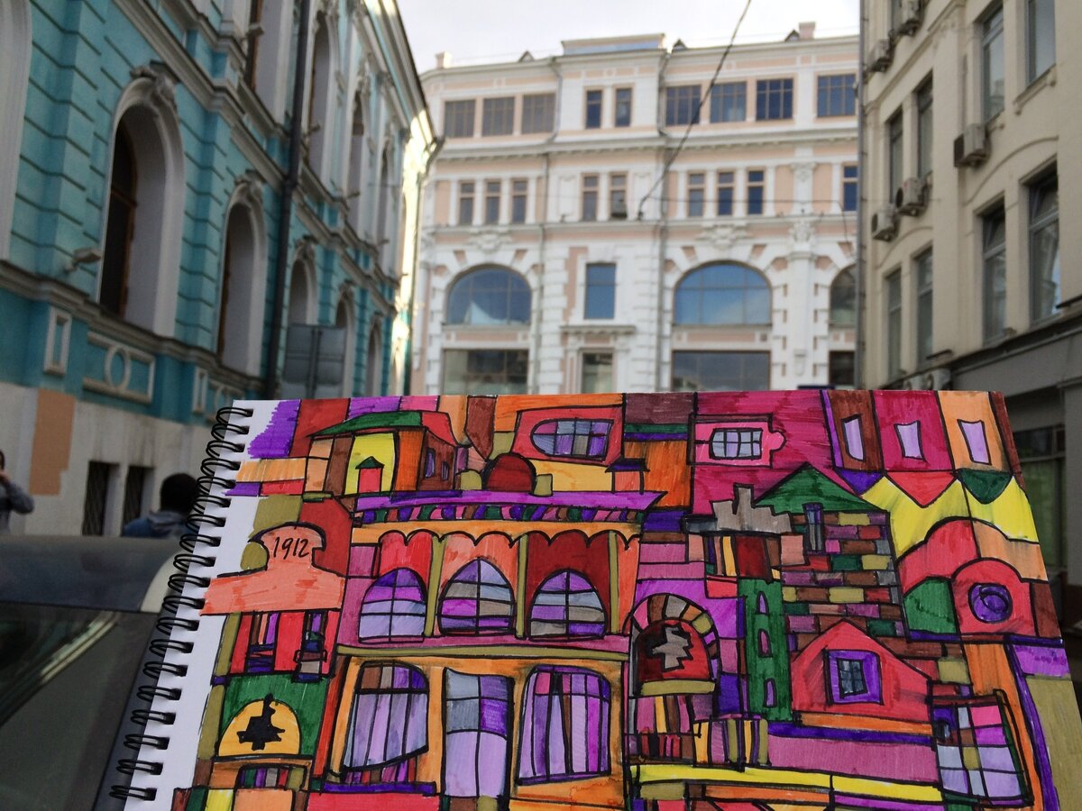 Городской скетч в районе Мясницкой, автор Таня Ален