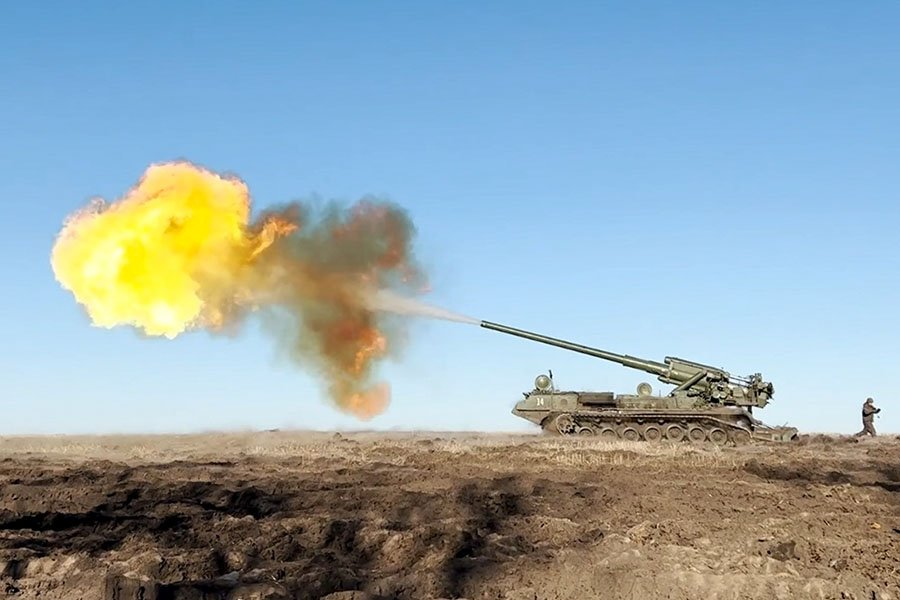 Боевая работа расчетов САУ "Малка" в зоне проведения специальной военной операции - Фото: Пресс-служба Минобороны РФ/ТАСС