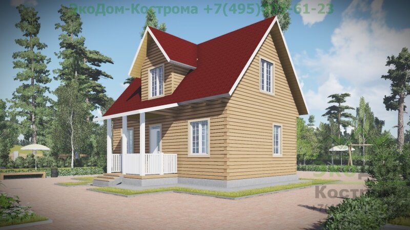 Проект дома из бруса "Серпухов" ДБ-84 от компании ЭкоДом-Кострома