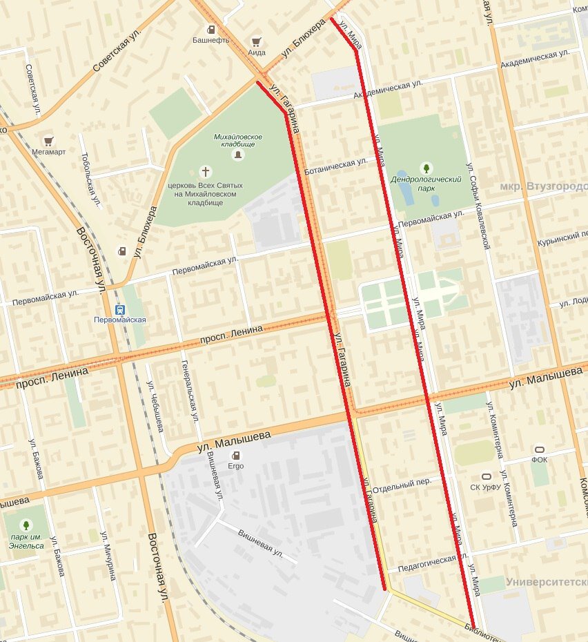 День 91. Мира - Гагарина (Екатеринбург) © Яндекс