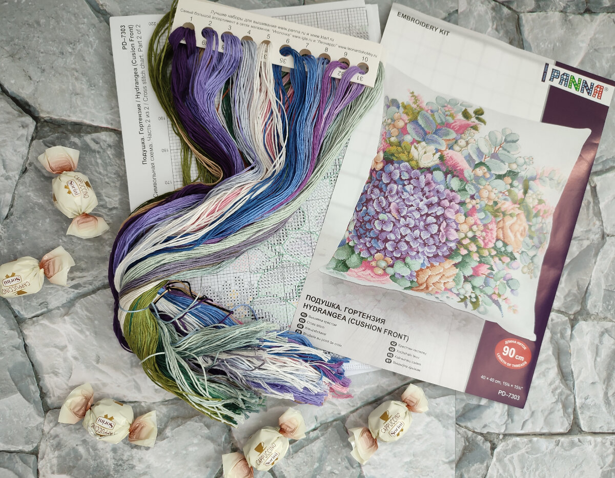 Набор для вышивания PANNA PD-7303 Подушка. Гортензия