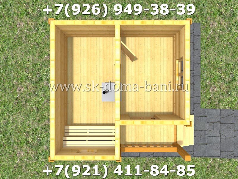 Проект Б-3 4х4 м баня из профилированного бруса Москва