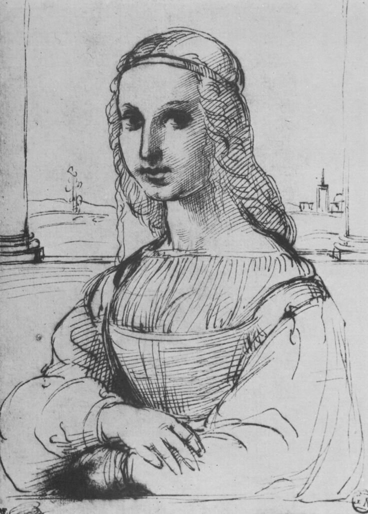 Набросок Рафаэля с картины Леонардо "Мона Лиза" (ставим большой вопрос, с картины ли). Здесь я поспорю с учеными, считаю. что это набросок создал Леонардо да Винчи.