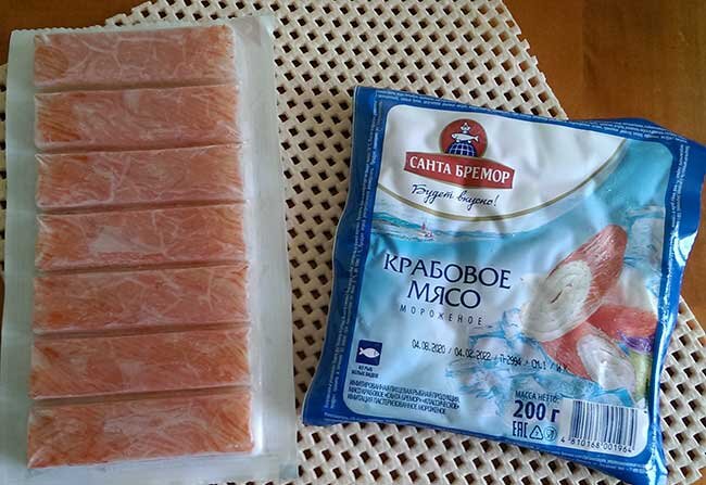 Крабовое мясо марки "Санта Бремор". Фото автора "Кулинарные премудрости"