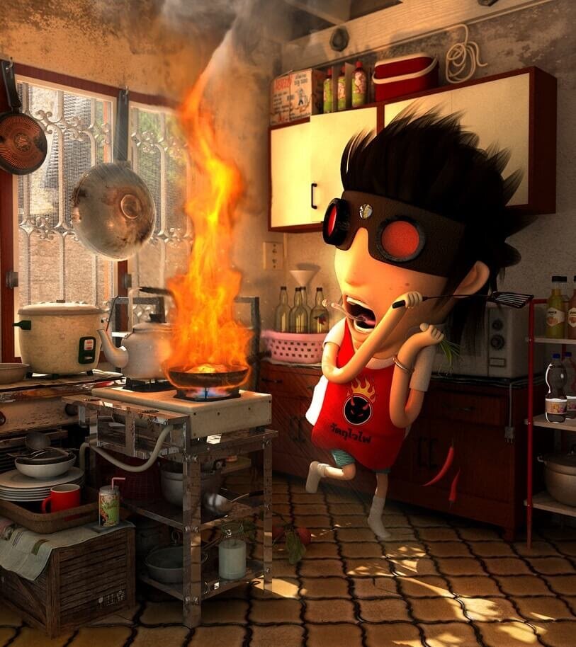 Вспомнил себя в пятнадцать лет, когда в первый раз готовил суп. Кулинарное мастерство – уровень 0. Вкус был специфическим. Фото с cgsociety.org