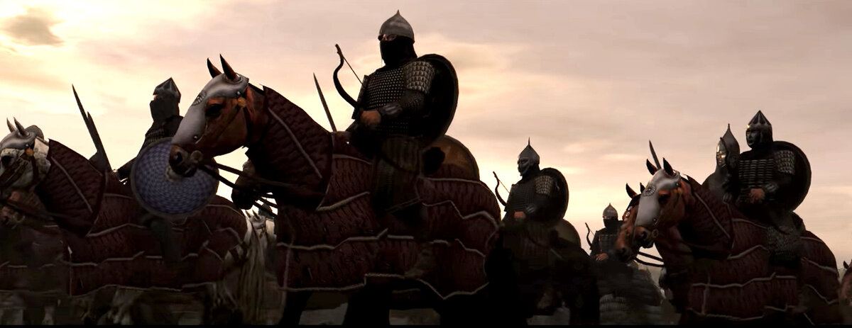 Монгольские всадники перед атакой. Фрагмент видео из интернета.