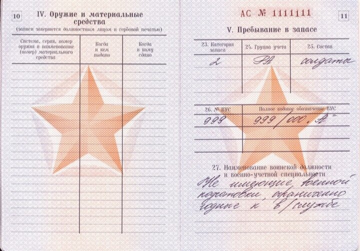 Военный билет. Найдено в Яндекс картинках.