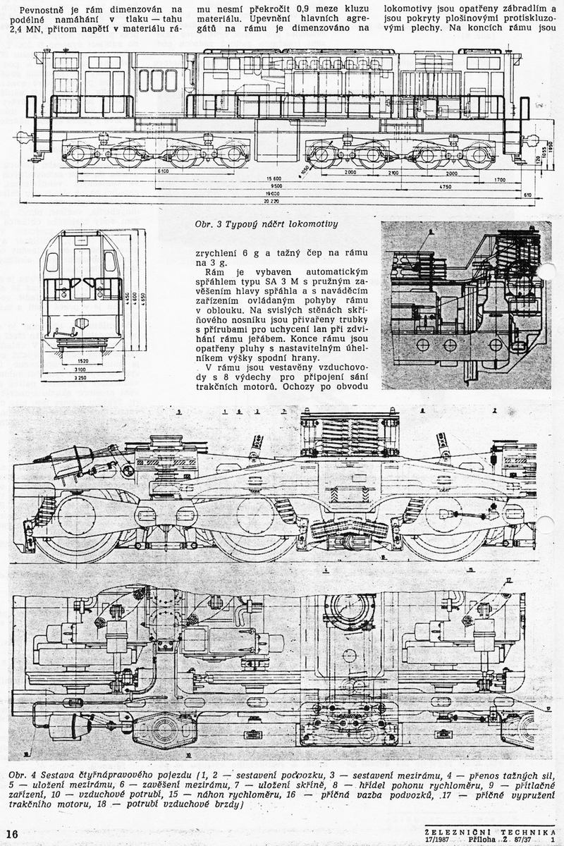 Чертеж тепловоза ЧМЭ5, источник издание Zeleznicne technika 17/1987