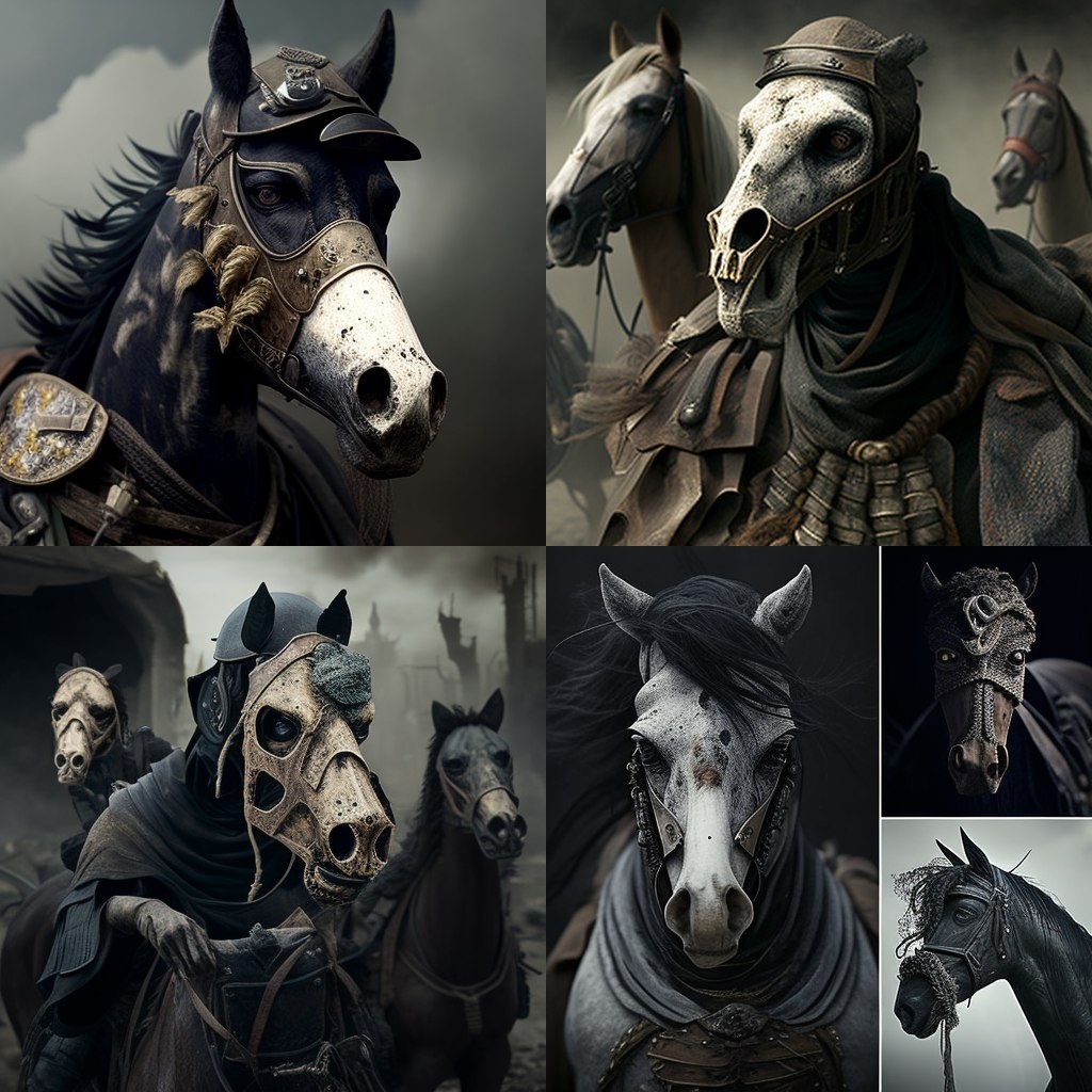 А, так по мнению нейросети, выглядят вестники апокалипсиса