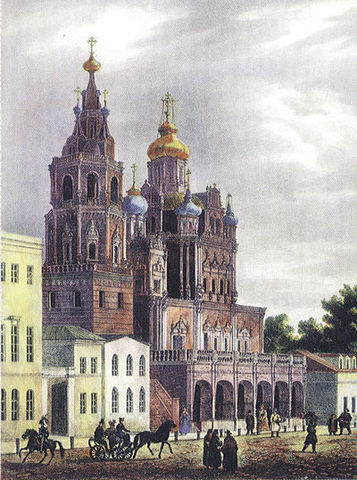 Успенский храм. Литография О.Кадоля 1825 года.