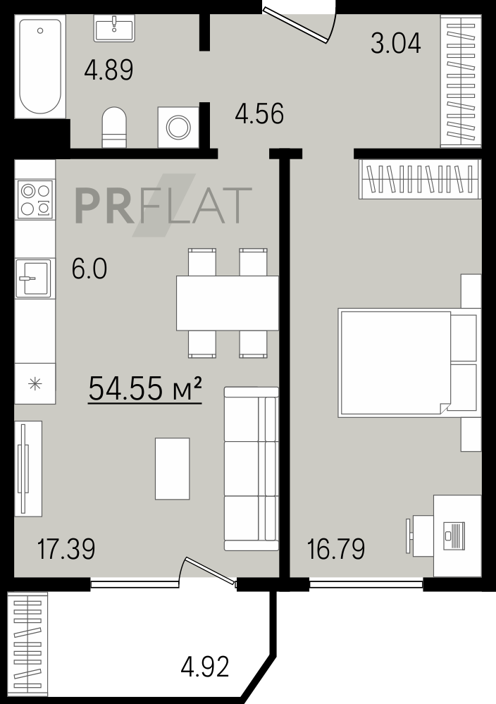 Планировка двухкомнатной квартиры в сданном доме
