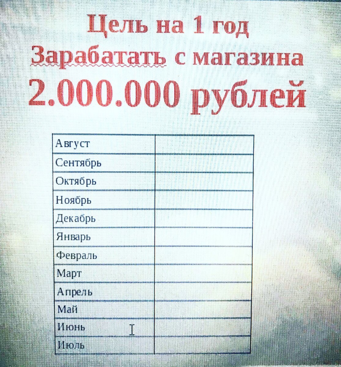 Моя цель на 2020 год 