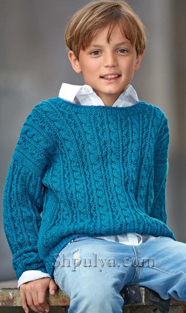 Пуловеры спицами для мальчиков