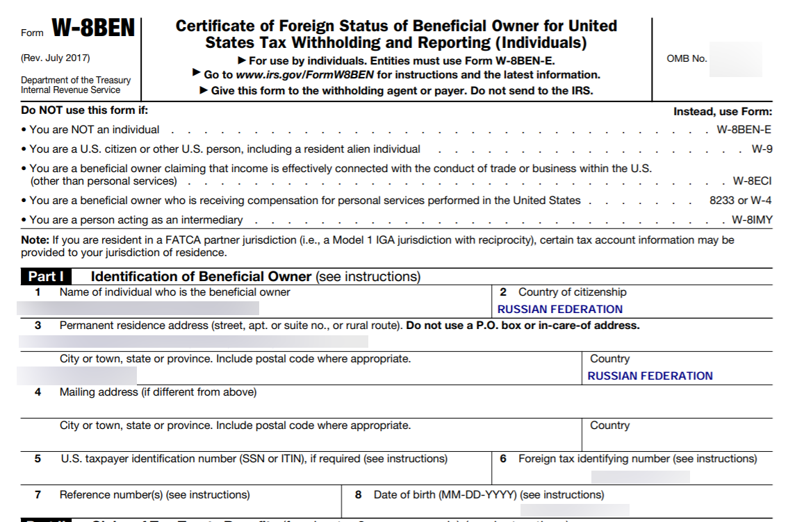 Form 8 9. БКС форма w-8ben. Пример заполнения формы w-8ben тинькофф. Образец заполнения формы w-8ben. Пример заполнения формы w-8ben-e.