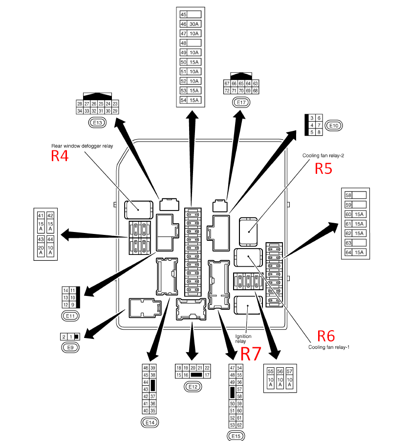 Предохранители ниссан тиида 2012 схема