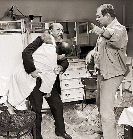 Евгений Евстигнеев, Владимир Федоров и Владимир Бортко на съемках