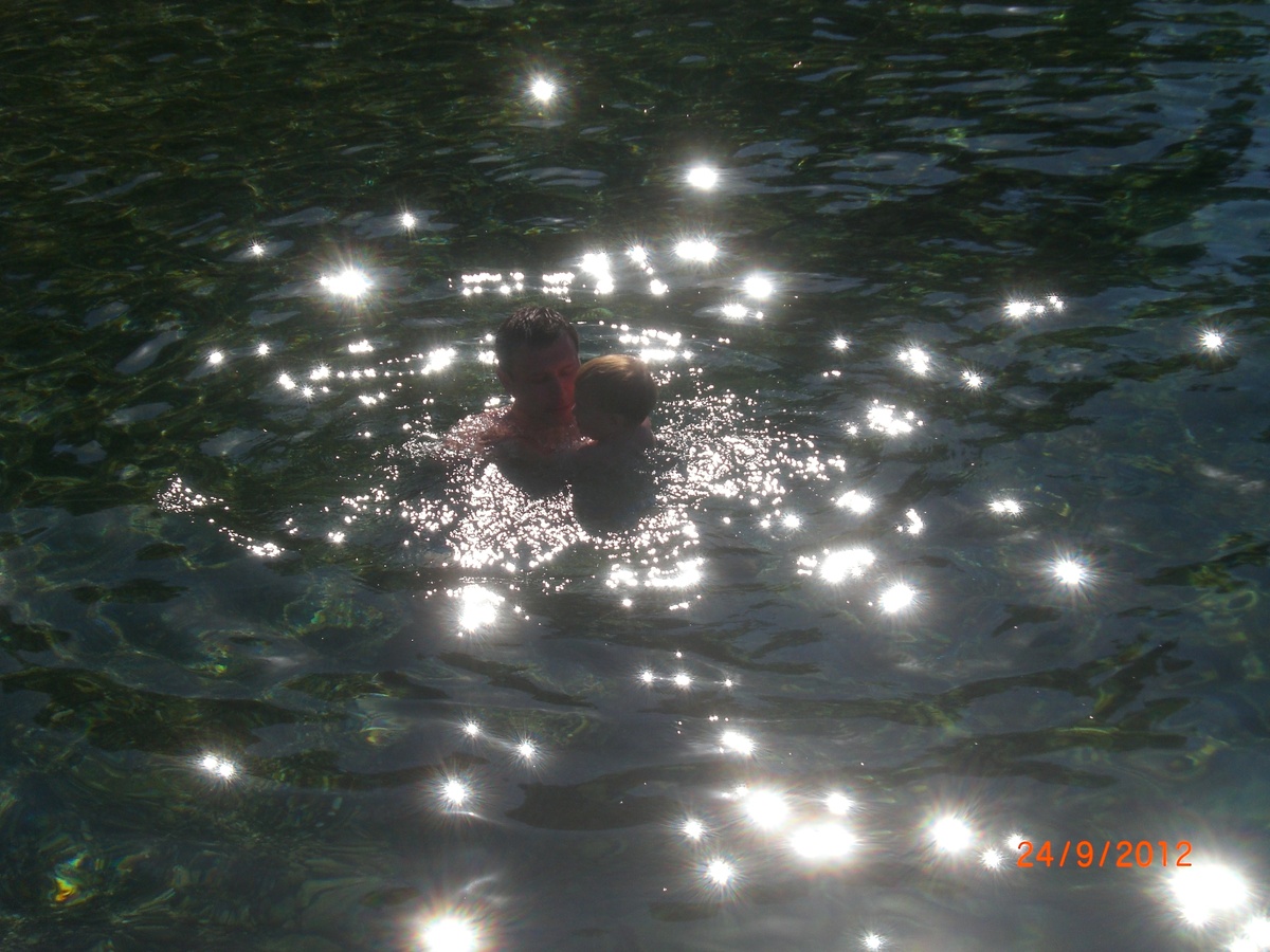 Со старшим сыном в утреннем сентябрьском море 2012. Бодрум