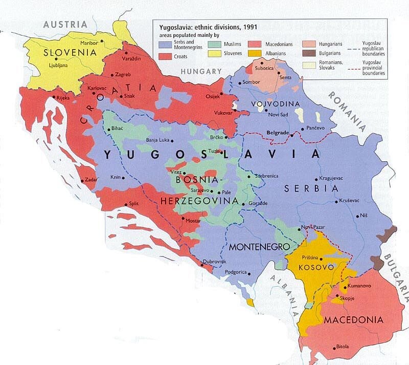 Межэтническая чересполосица в Югославии (1991 г.)
