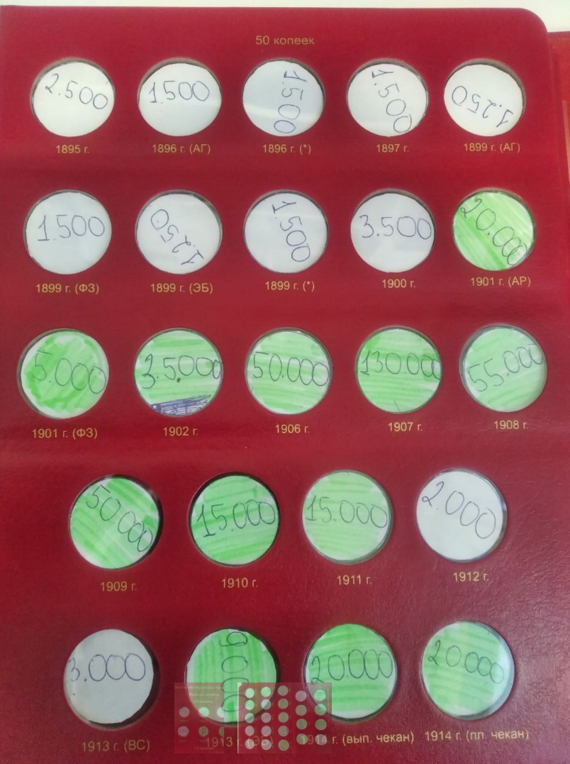 лист из альбома 50 копеек Николая 2.