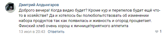 Скриншот комментария из моей группы Вконтакте.