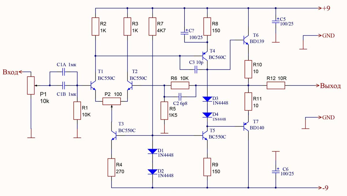 Схема усилителя для наушников