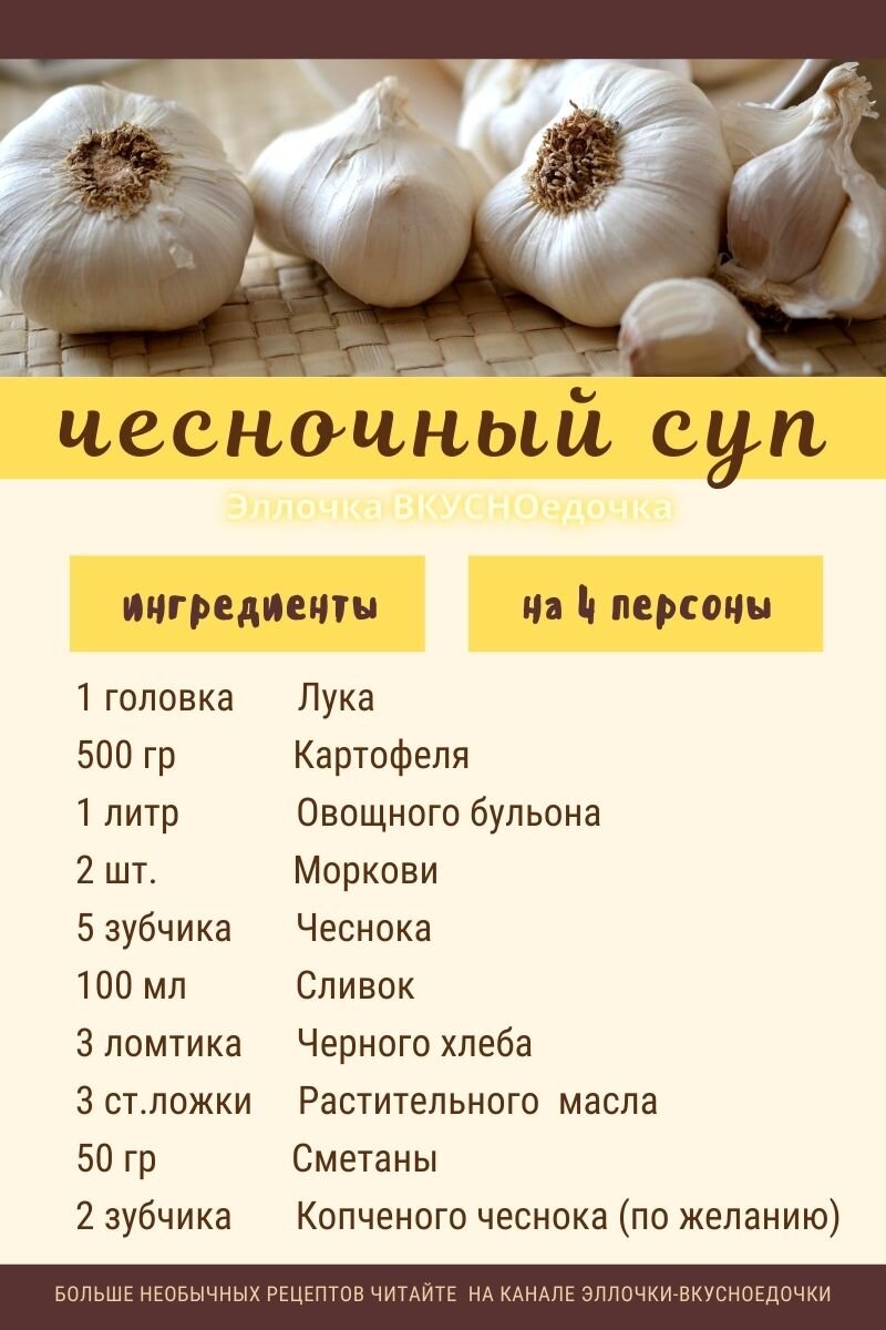 Укрепляем иммунитет и готовим чесночный крем-суп | Эллочка-ВКУСНОедочка |  Дзен