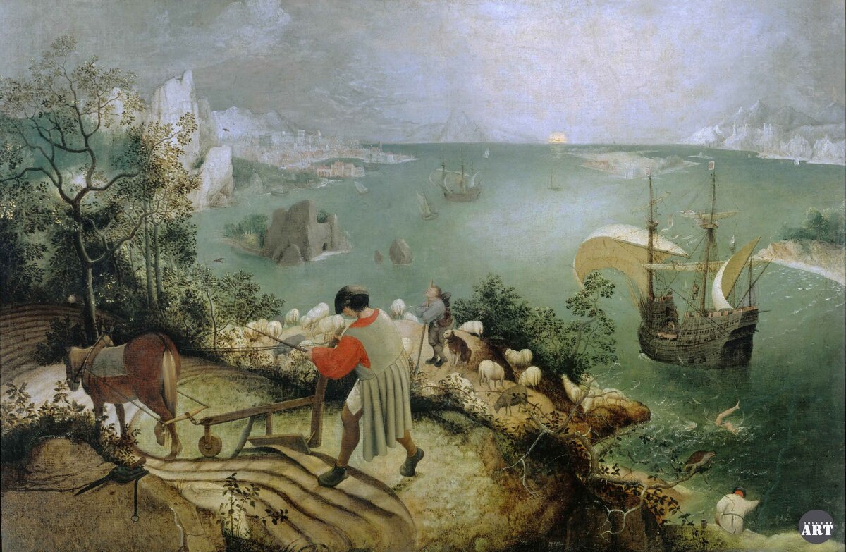 Питер Брейгель Старший. «Падение Икара», ок. 1558